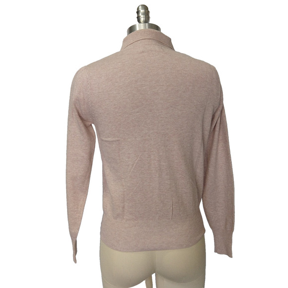 Vintage Y2K Coquette Cardigan Size S Collared Shirred Front Lavender Cotton - Picture 5 of 7